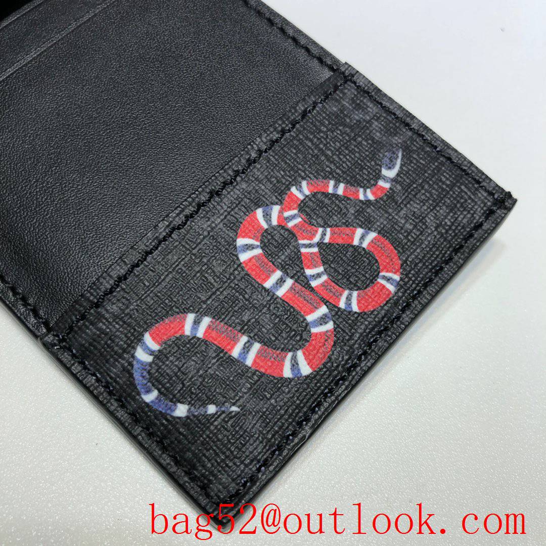 Gucci Print Snake men small black Card Holder Wallet Purse