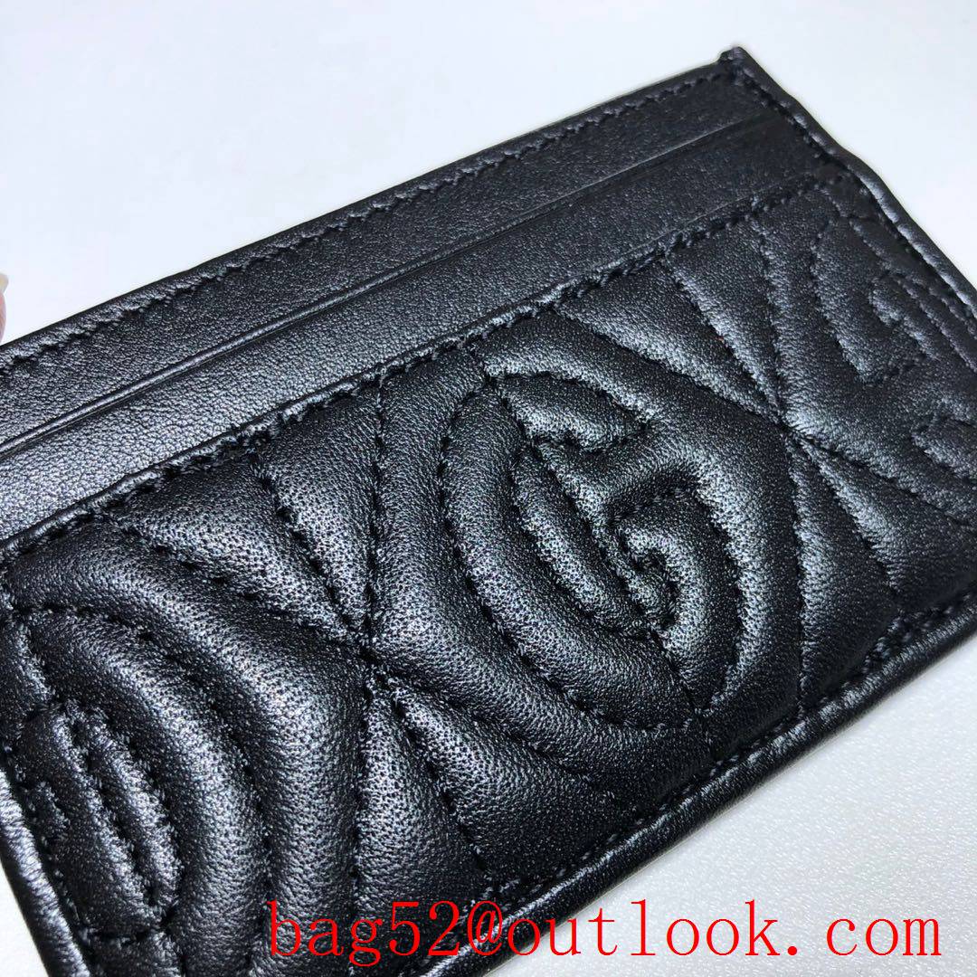 Gucci small black Stitched Logo Card Holder purse Wallet