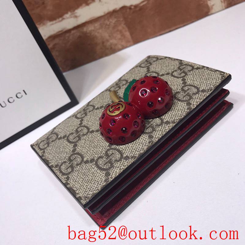 Gucci GG Supreme Short Cherry Wallet Purse