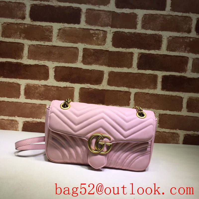 Gucci GG Marmont pink calfskin chain Shoulder Bag