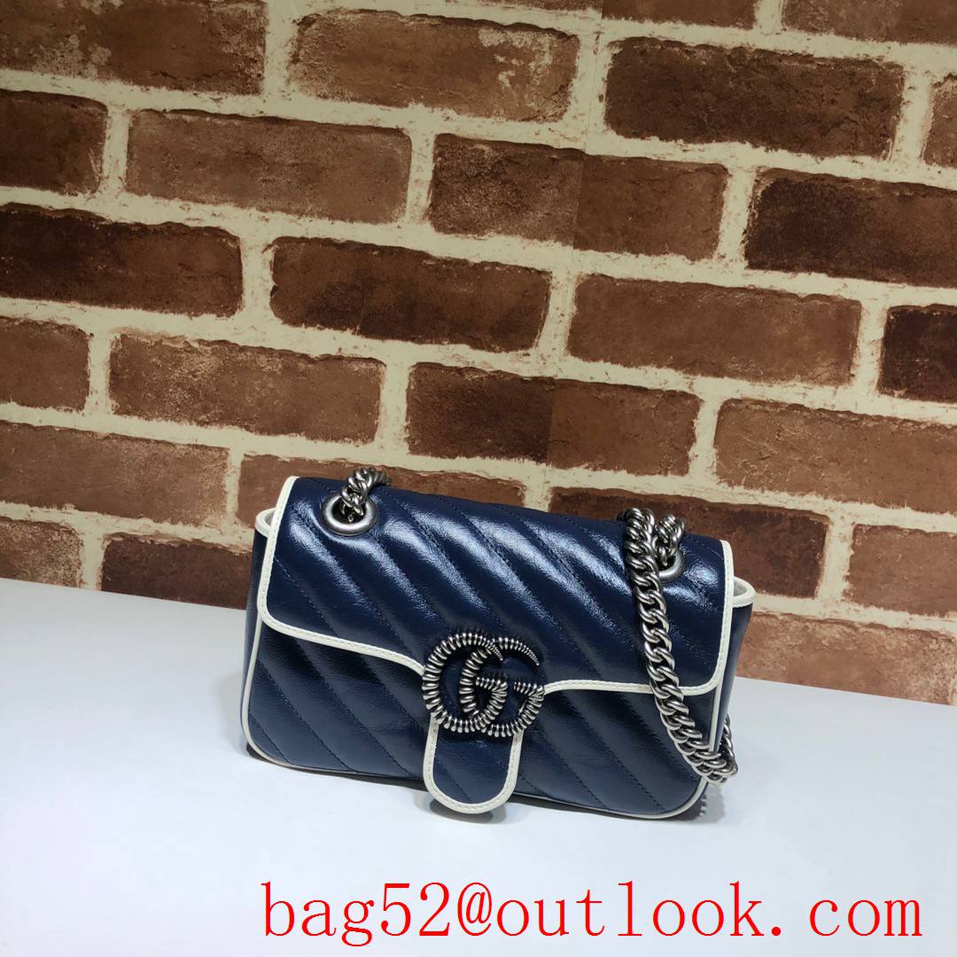 Gucci GG Marmont Mini chain navy Shoulder Bag