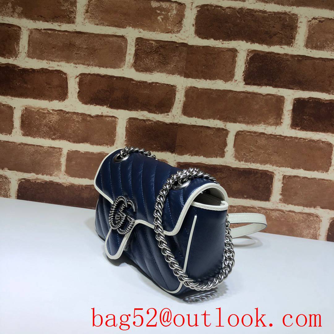 Gucci GG Marmont Mini chain navy Shoulder Bag