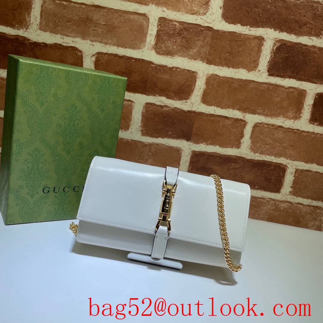Gucci GG cream real leather Jackie 1961 woc chain Wallet Purse