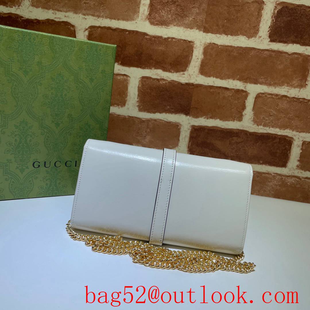 Gucci GG cream real leather Jackie 1961 woc chain Wallet Purse