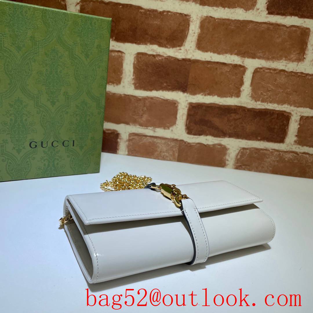 Gucci GG cream real leather Jackie 1961 woc chain Wallet Purse