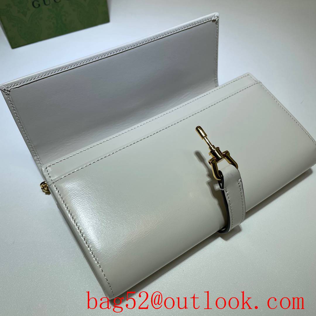 Gucci GG cream real leather Jackie 1961 woc chain Wallet Purse