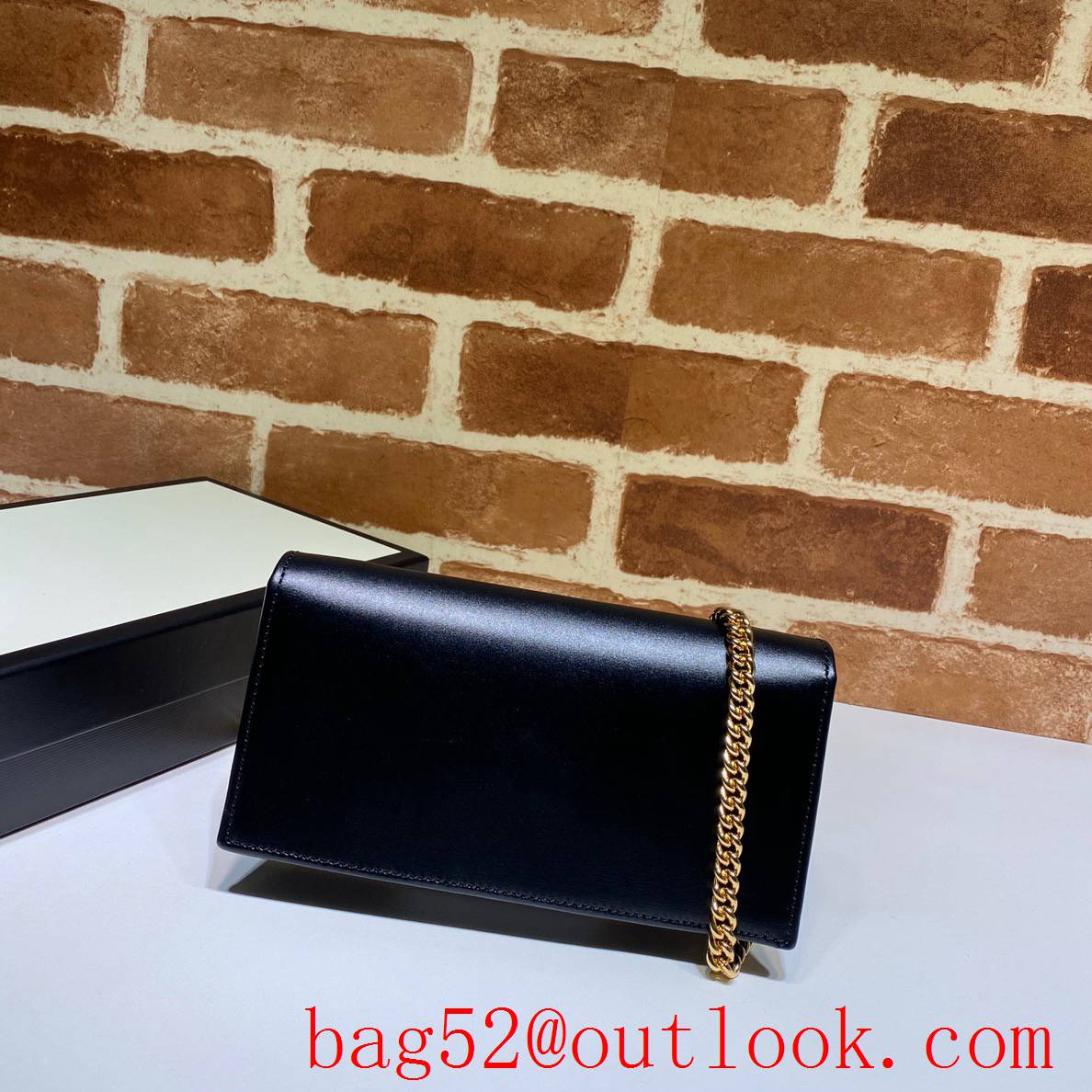 Gucci Horsebit 1955 black real leather woc wallet chain purse