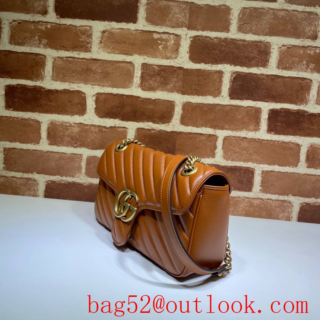 Gucci GG Marmont brown calfskin chain Shoulder Bag