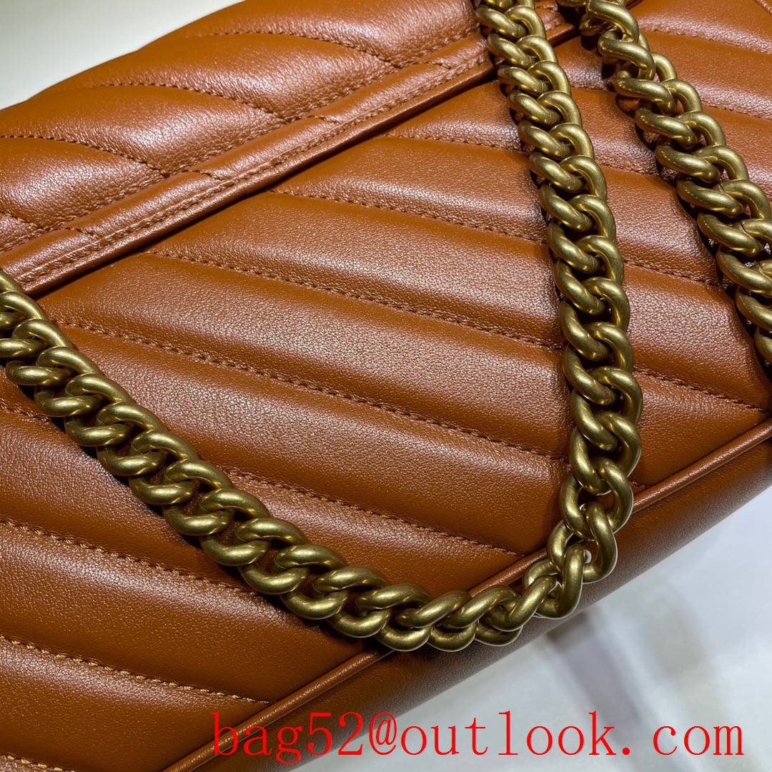 Gucci GG Marmont brown calfskin chain Shoulder Bag