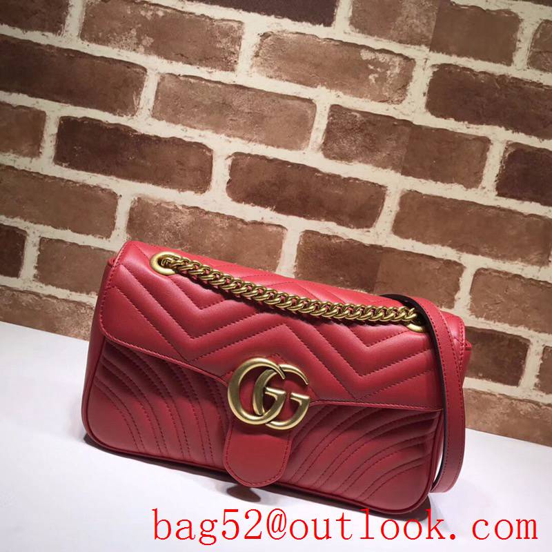Gucci GG Marmont red calfskin chain Shoulder Bag