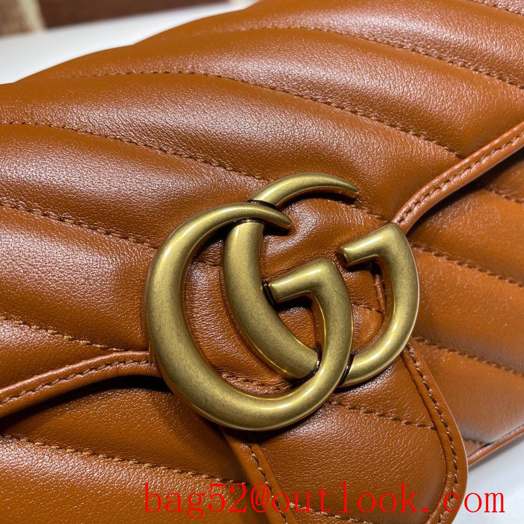 Gucci GG Marmont small brown Real Leather Shoulder Bag
