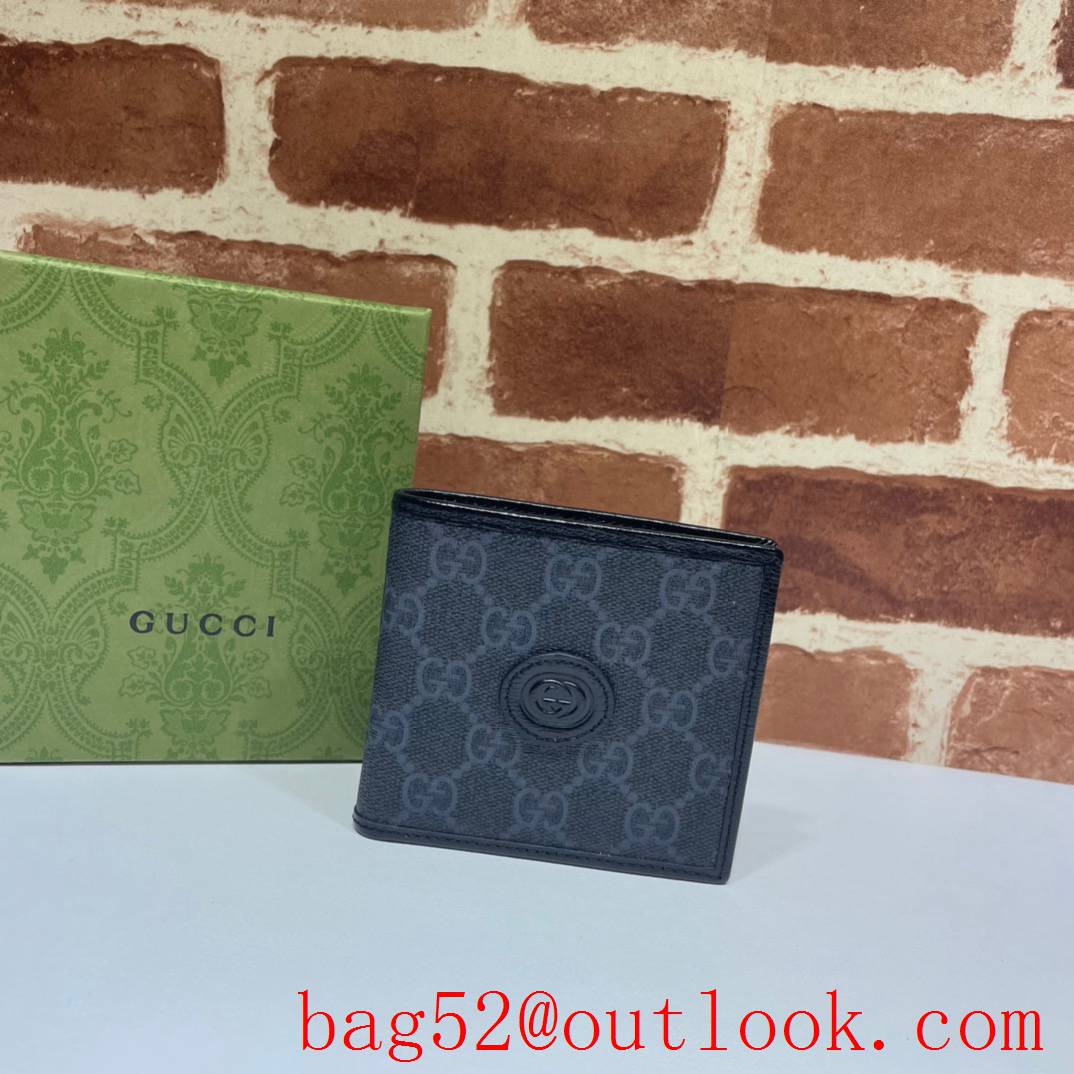 Gucci GG Men gray Card Holder short Wallet Purse