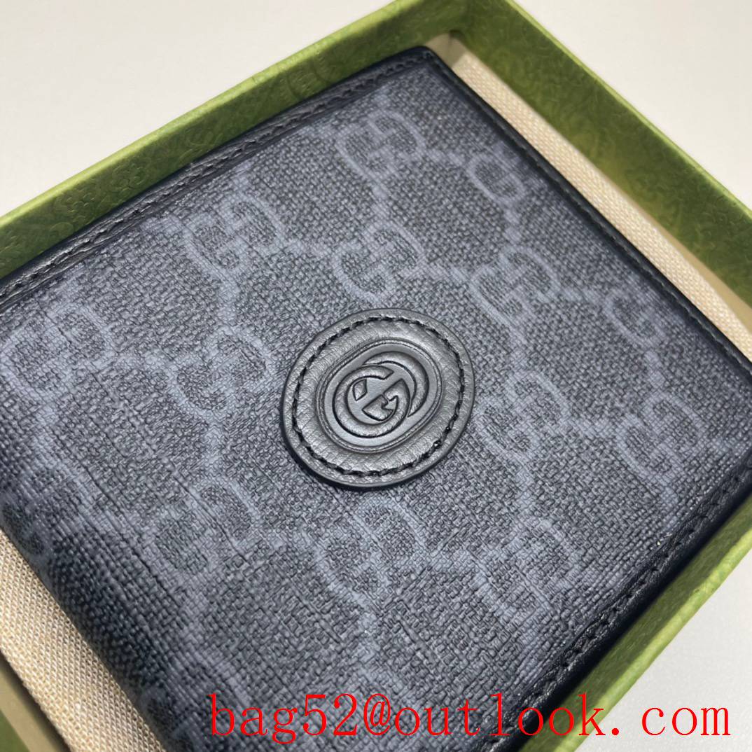 Gucci GG Men gray Card Holder short Wallet Purse