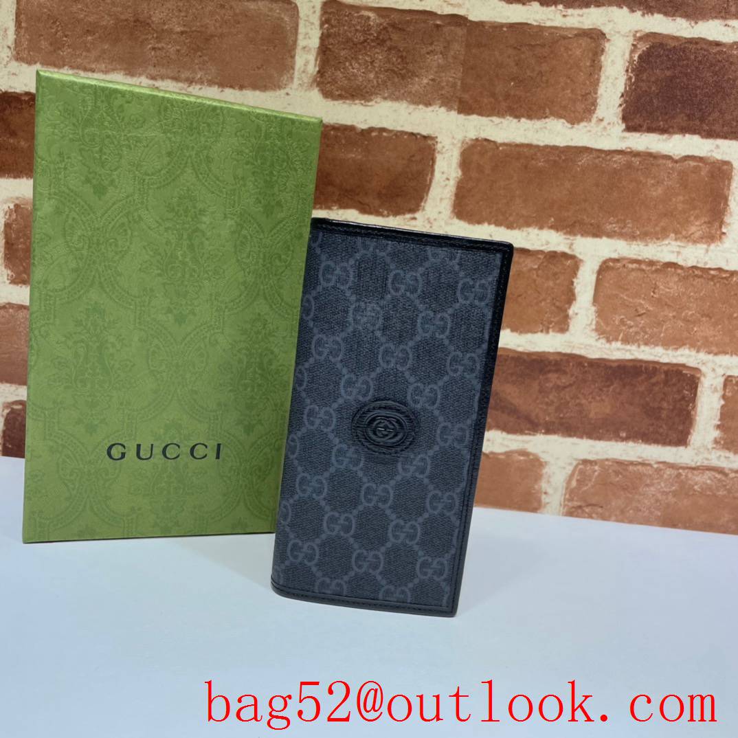 Gucci GG Men Long gray Card Holder Wallet Purse