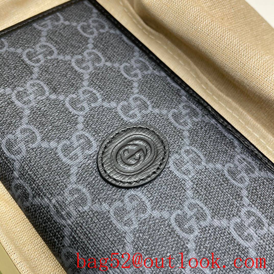 Gucci GG Men Long gray Card Holder Wallet Purse