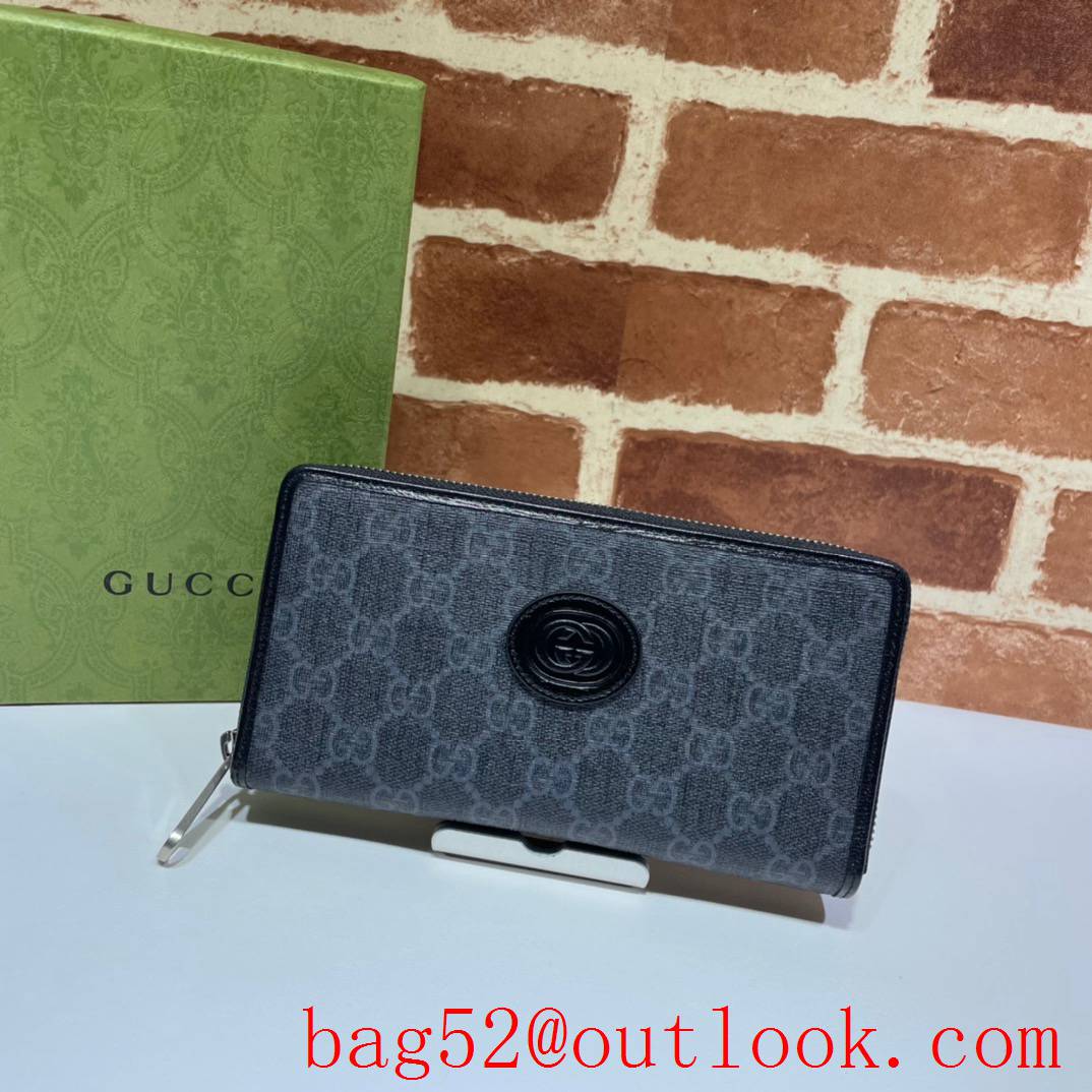 Gucci GG Men Long Zippy gray Purse Wallet