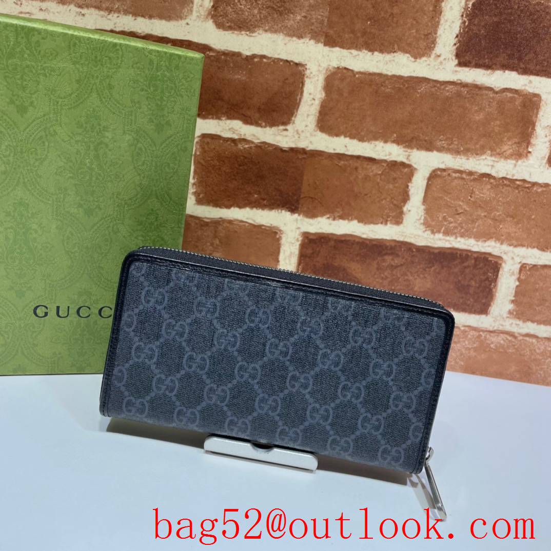 Gucci GG Men Long Zippy gray Purse Wallet