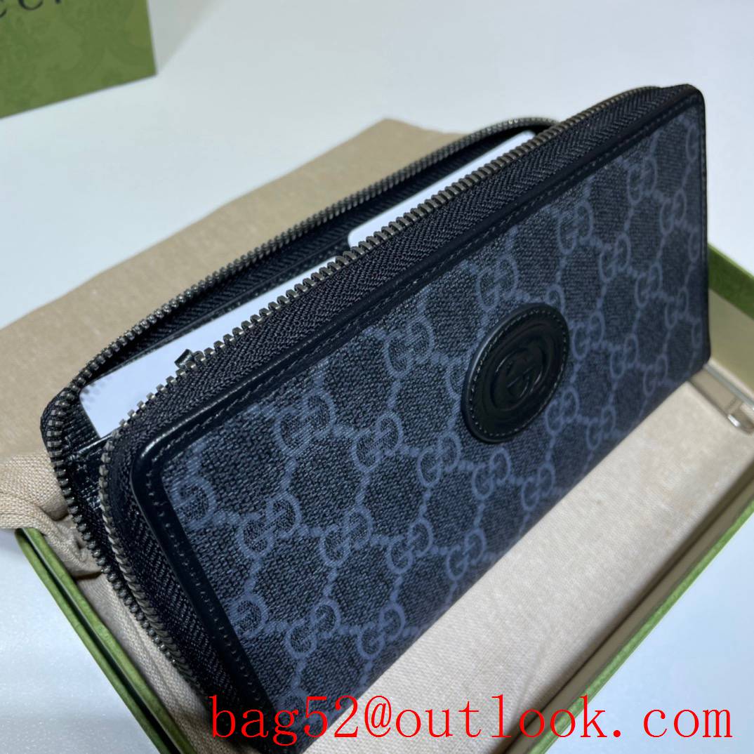 Gucci GG Men Long Zippy gray Purse Wallet