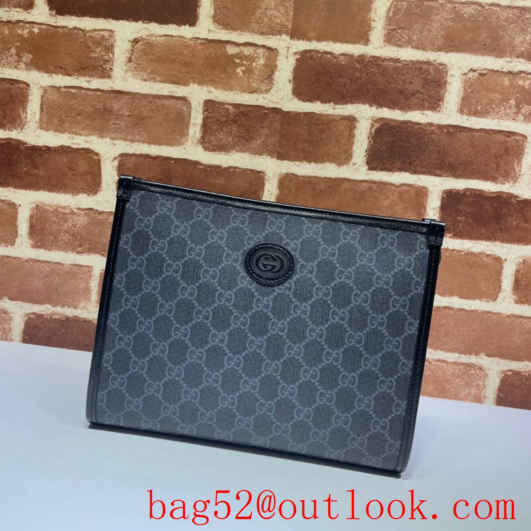 Gucci GG Men small gray Clutch bag Purse Handbag