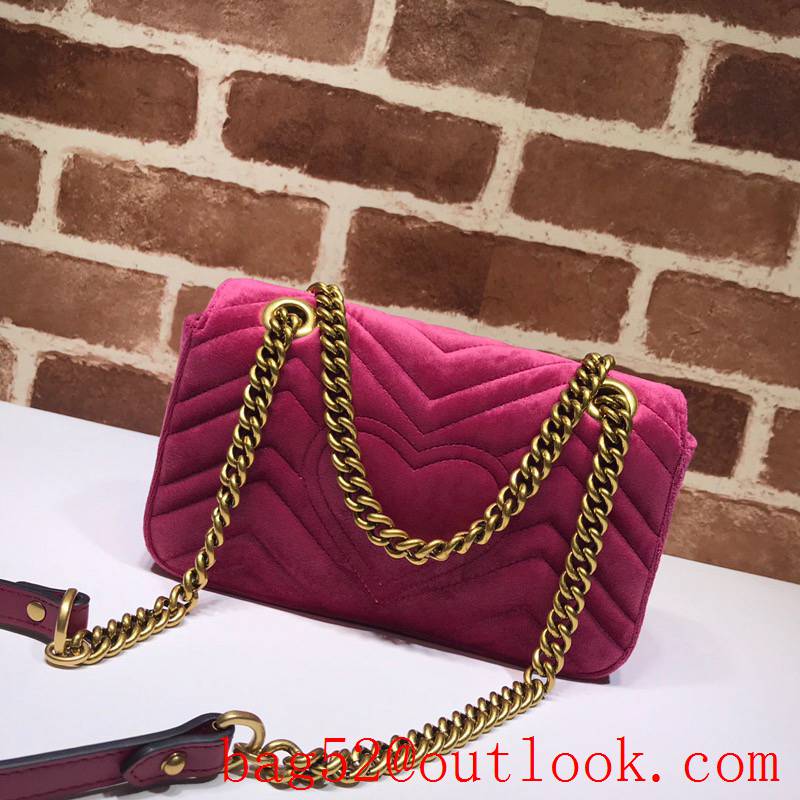 Gucci GG Marmont Velvet leather rose red Mini Shoulder Bag
