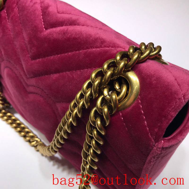Gucci GG Marmont Velvet leather rose red Mini Shoulder Bag