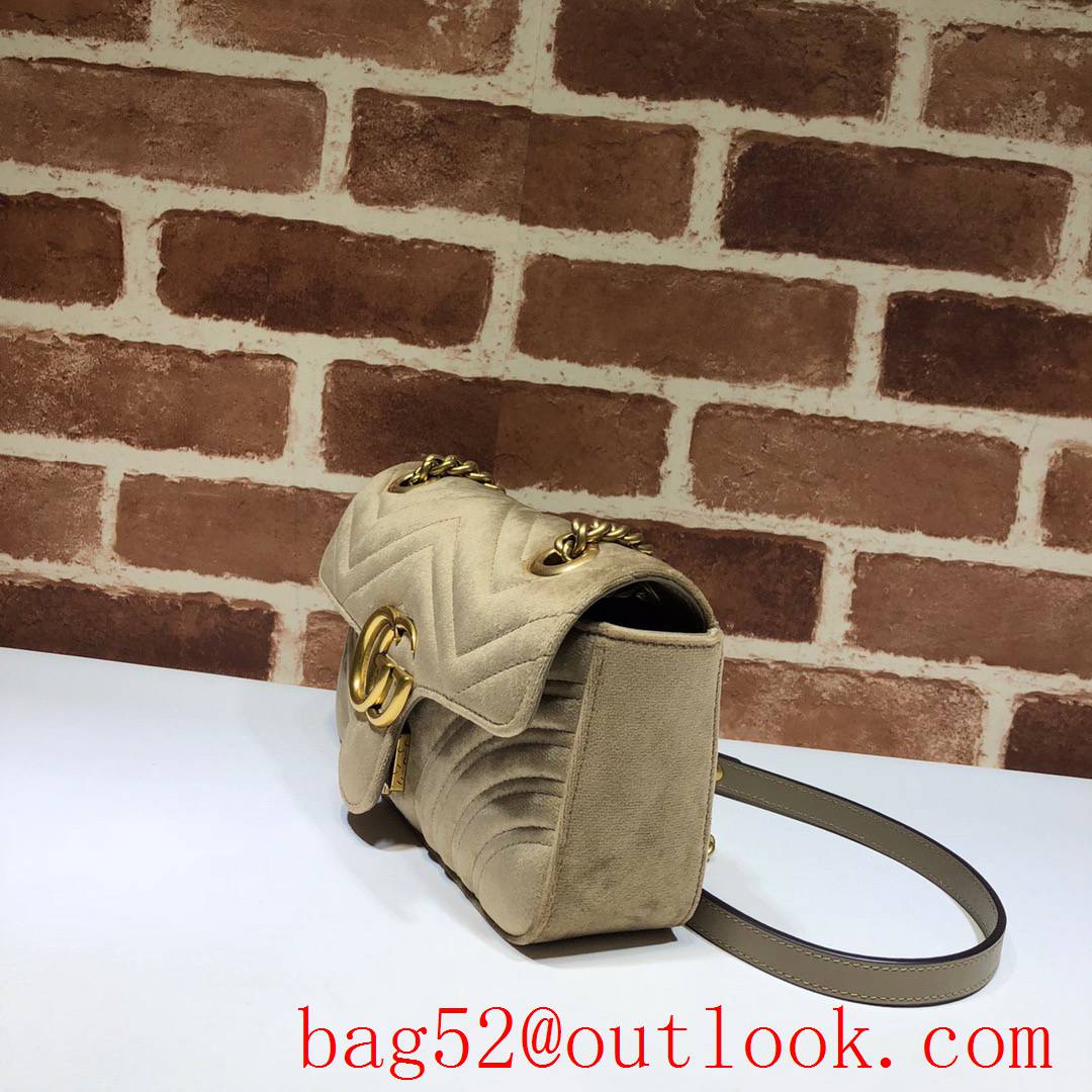 Gucci GG Marmont Velvet leather khaki Mini Shoulder Bag