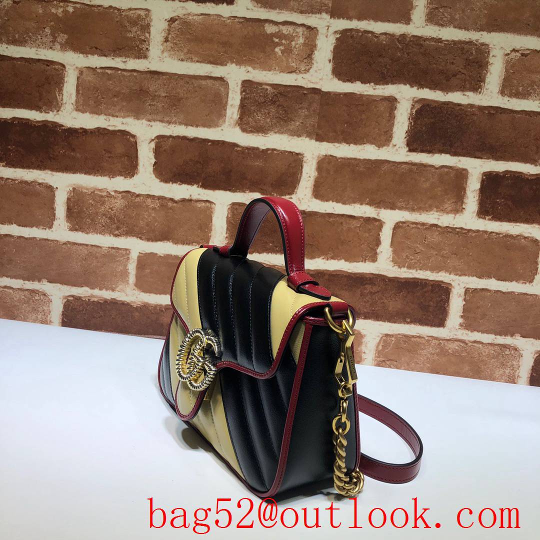 Gucci GG Marmont Mini tri-color real leather Top Handle tote shoulder bag