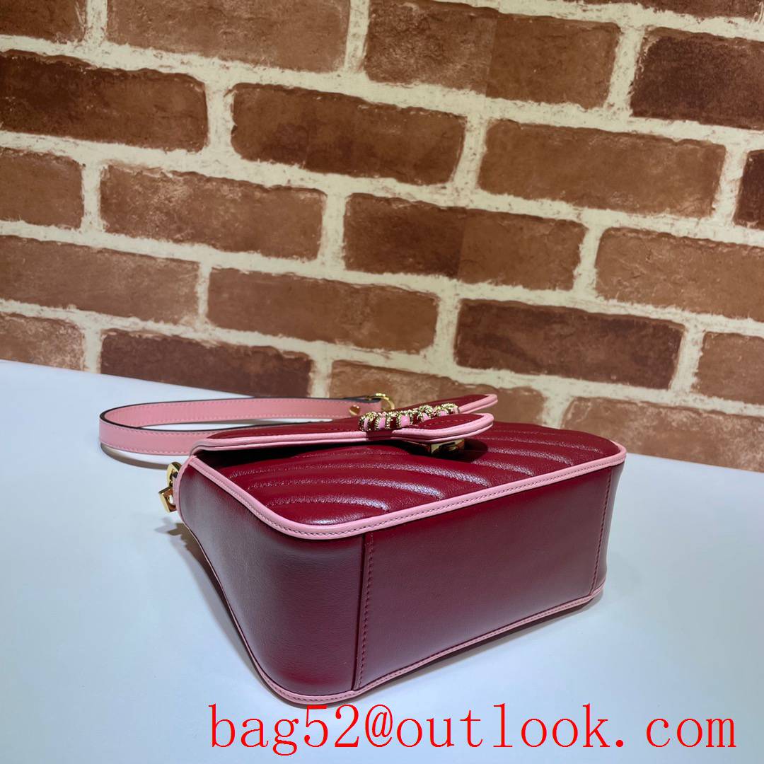 Gucci GG Marmont Mini wine real leather Top Handle tote shoulder bag