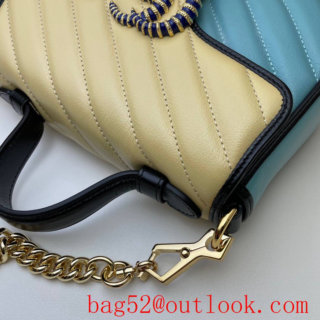 Gucci GG Marmont Mini beige v blue real leather Top Handle tote shoulder bag