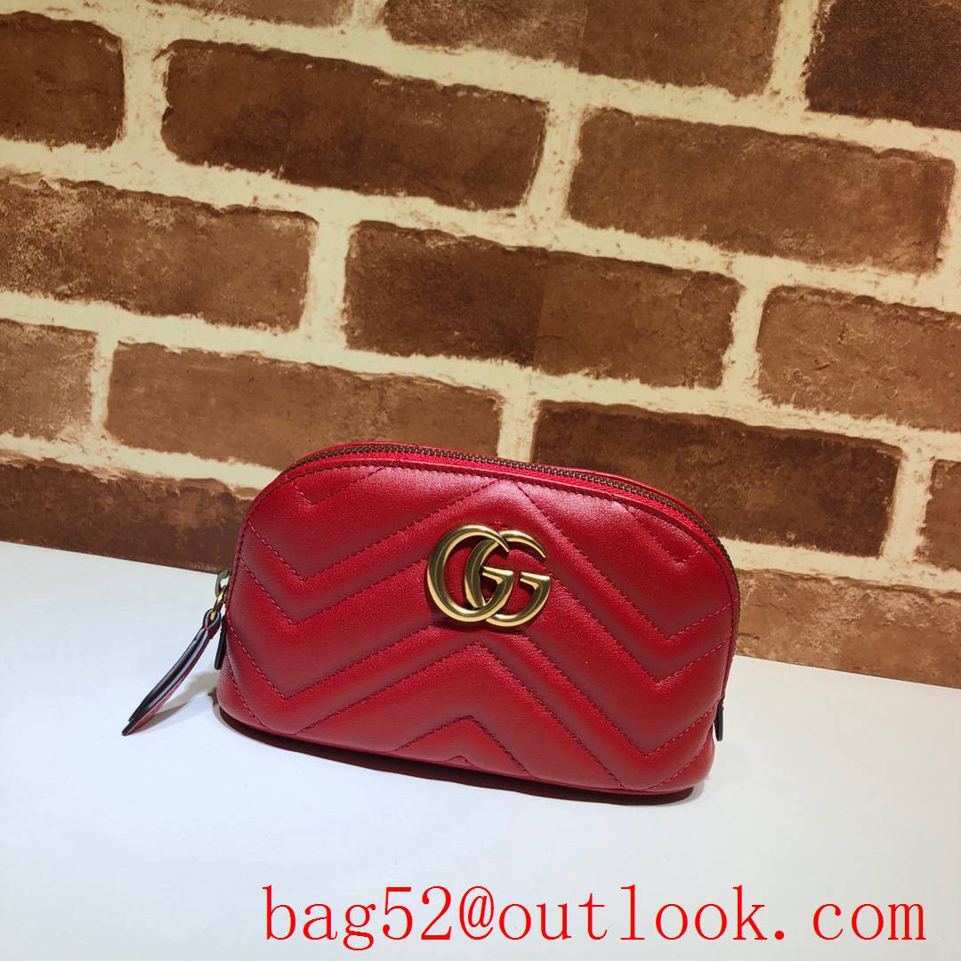 Gucci GG red calfskin Cosmetic clutch Bag Purse