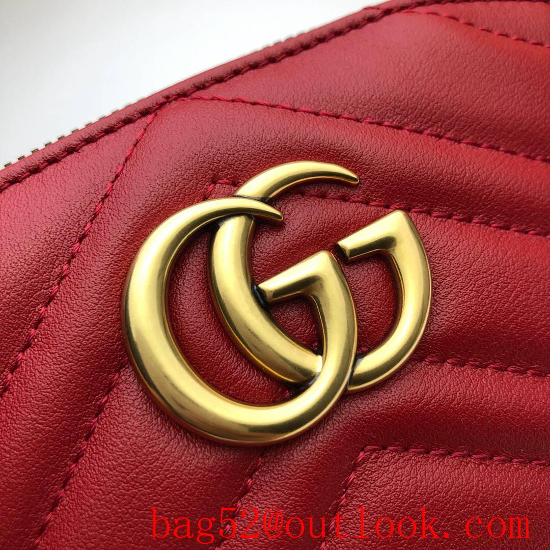 Gucci GG red calfskin Cosmetic clutch Bag Purse