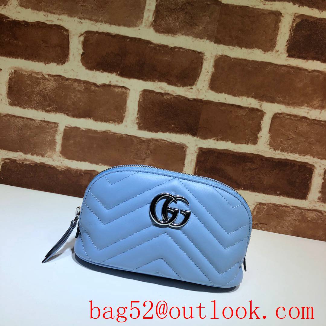 Gucci GG blue calfskin Cosmetic clutch Bag Purse