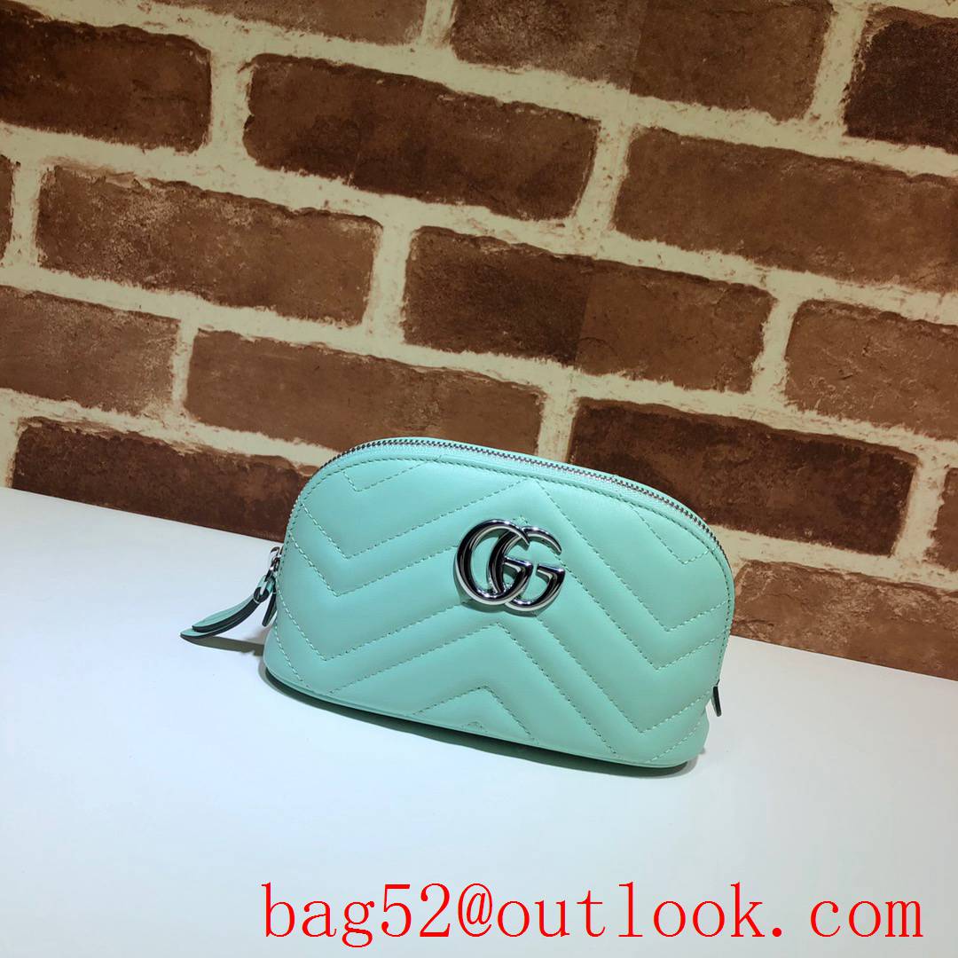 Gucci GG green calfskin Cosmetic clutch Bag Purse