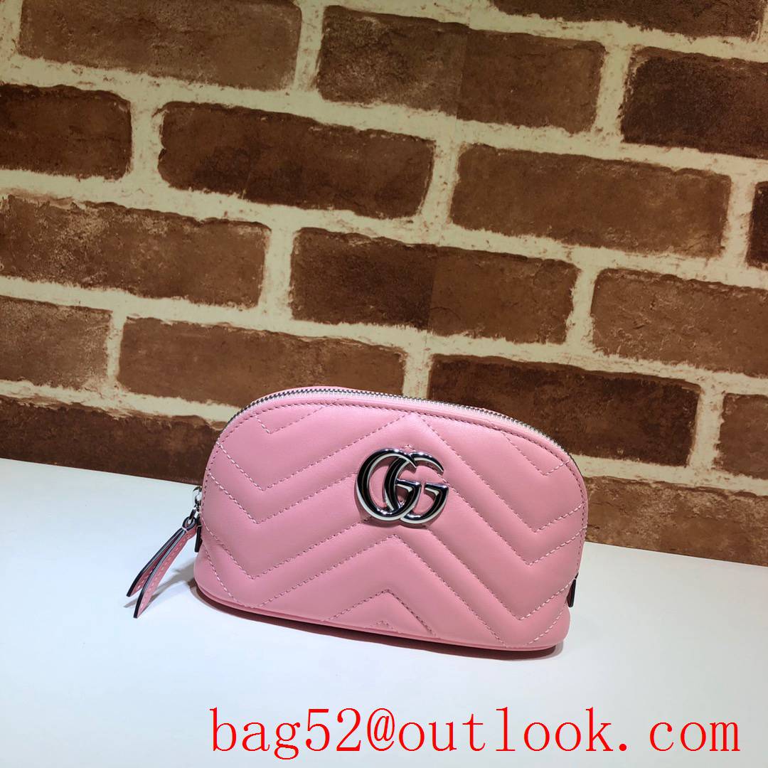 Gucci GG pink calfskin Cosmetic clutch Bag Purse