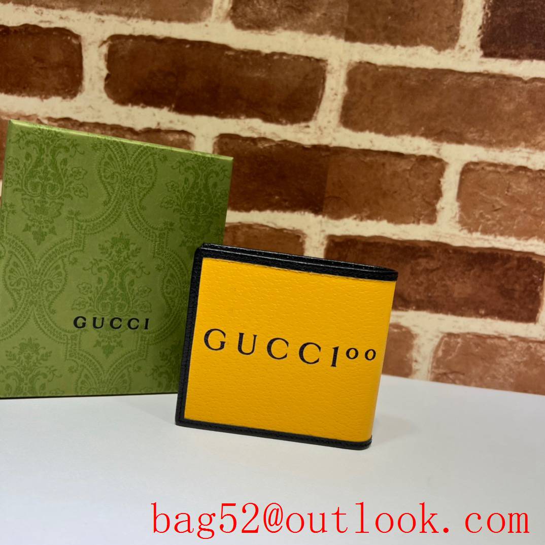 Gucci 100 Print yellow cowhide Wallet Purse