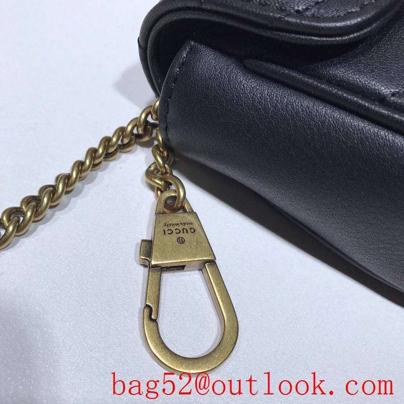 Gucci GG Marmont Nano Mini black real leather chain Shoulder Bag