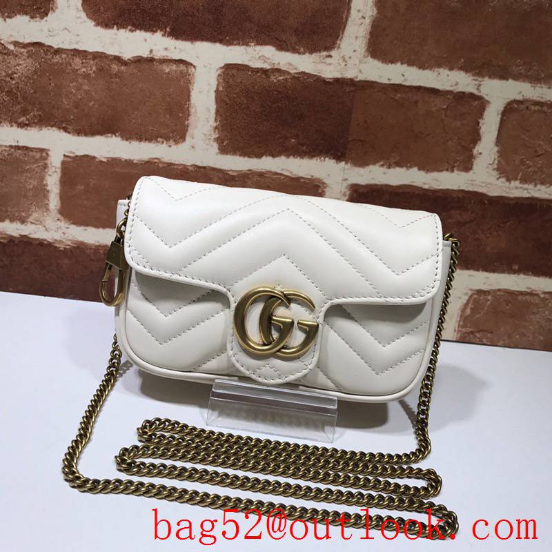 Gucci GG Marmont Nano Mini white real leather chain Shoulder Bag