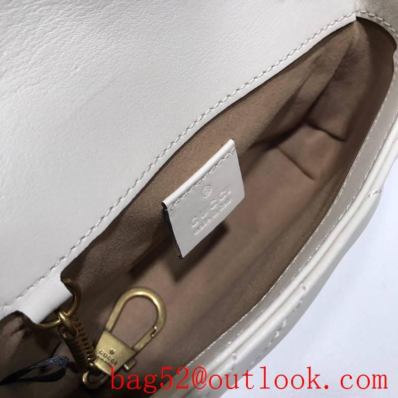 Gucci GG Marmont Nano Mini white real leather chain Shoulder Bag