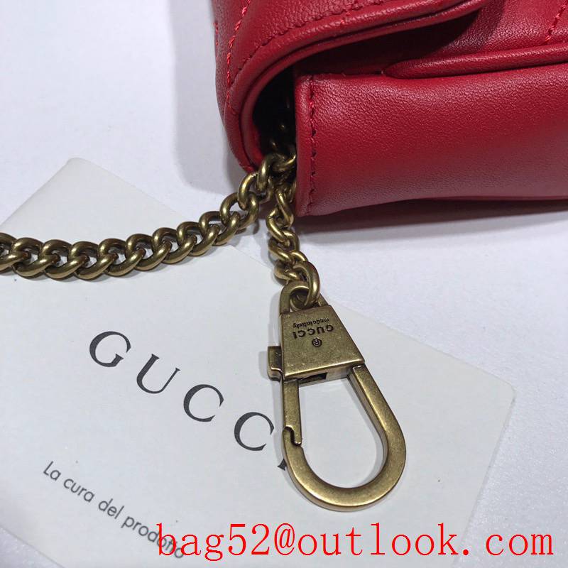 Gucci GG Marmont Nano Mini red real leather chain Shoulder Bag
