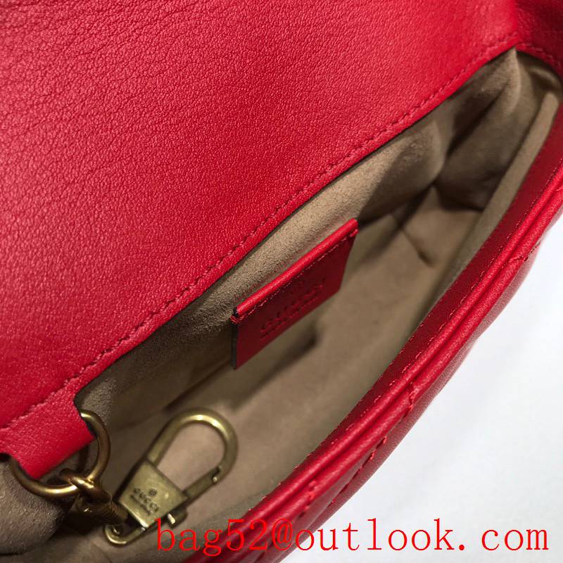 Gucci GG Marmont Nano Mini red real leather chain Shoulder Bag