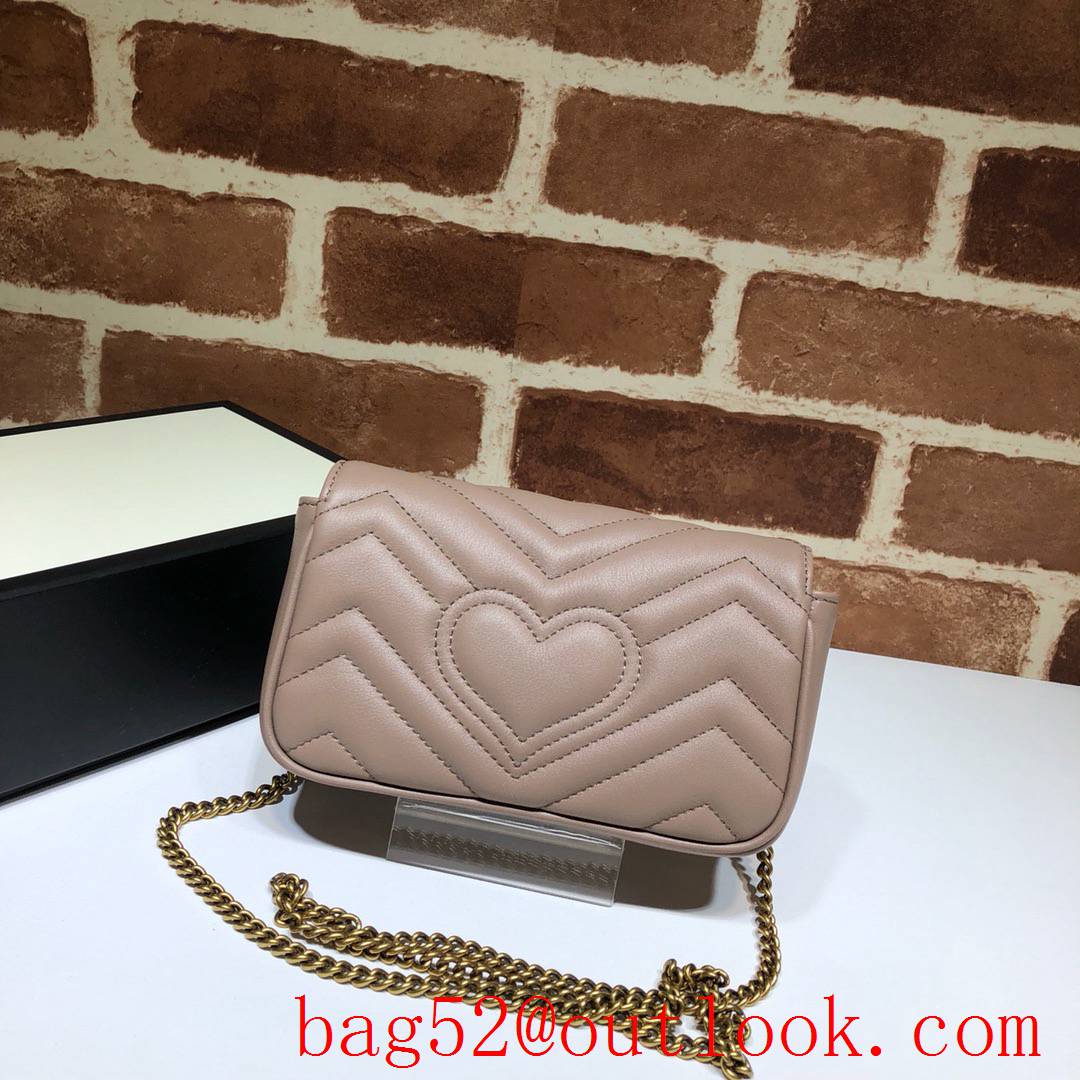 Gucci GG Marmont Nano Mini apricote real leather chain Shoulder Bag