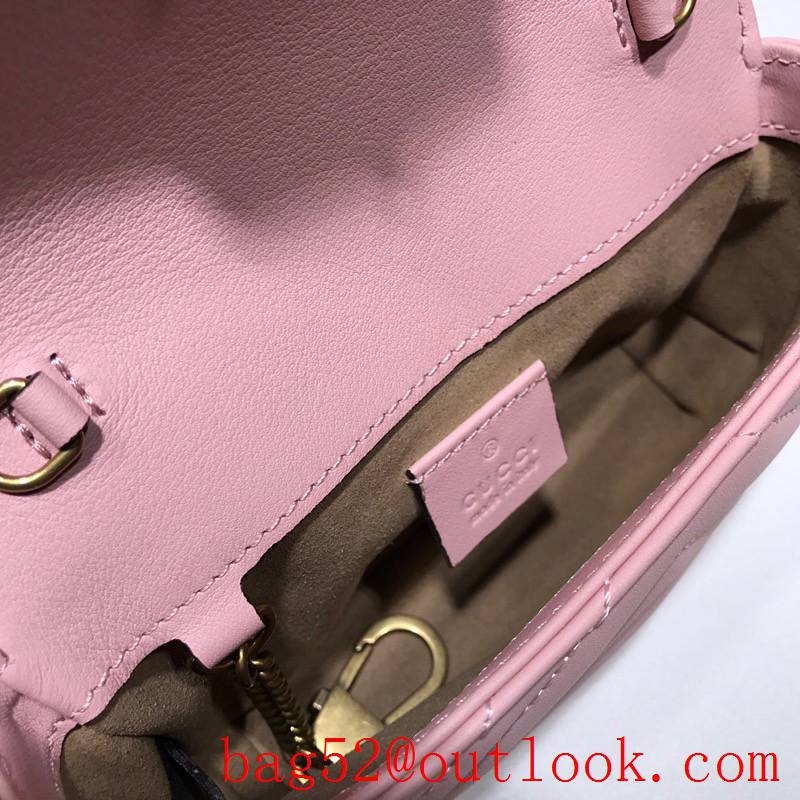Gucci GG Marmont Nano Mini pink real leather chain Shoulder Bag