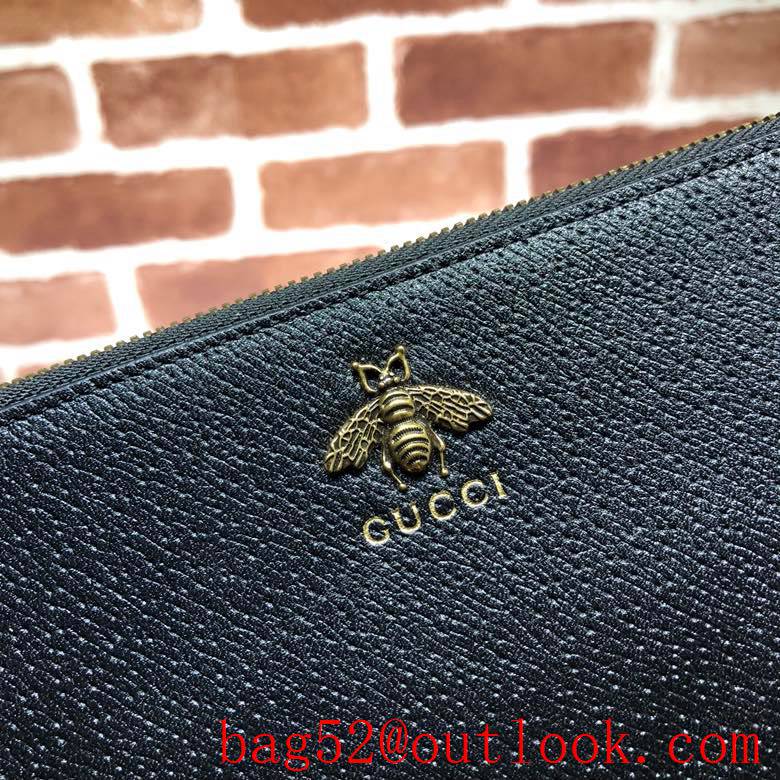 Gucci Men calfskin black Clutch bee Purse Bag