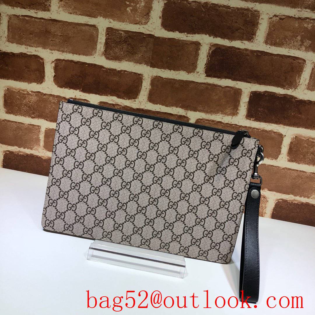 Gucci GG Supreme Men calfskin Clutch bee Purse Bag