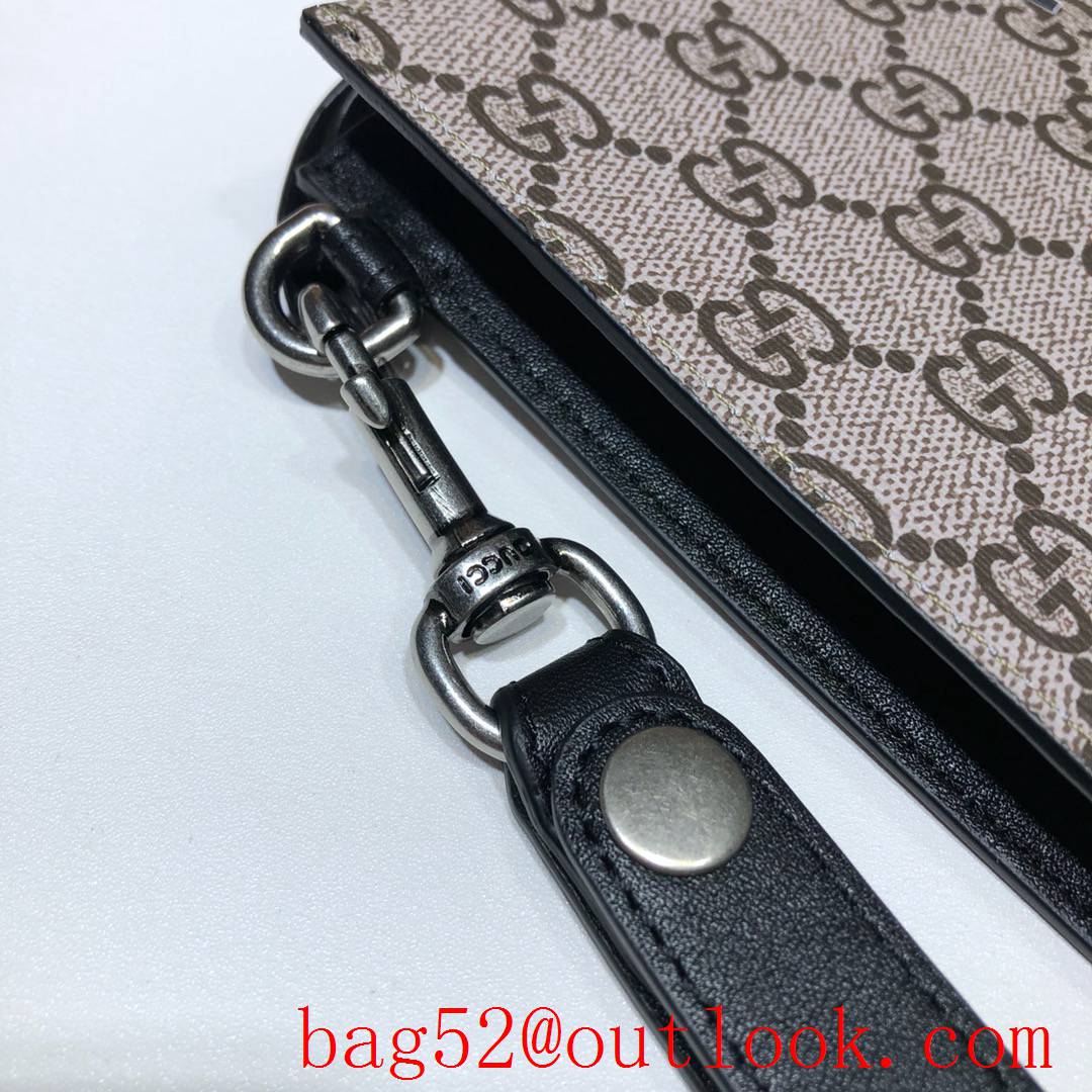 Gucci GG Supreme Men calfskin Clutch bee Purse Bag