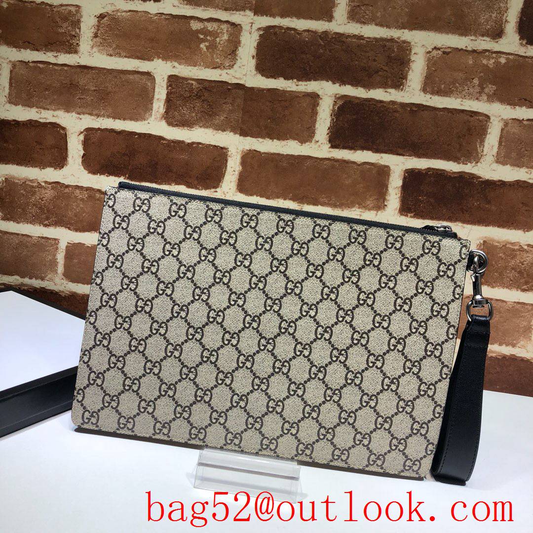 Gucci GG Supreme Men calfskin Clutch snake Purse Bag