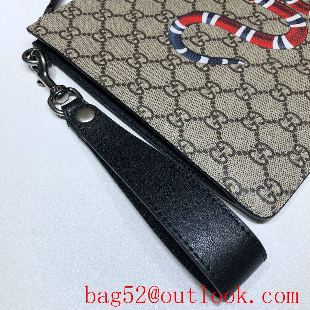 Gucci GG Supreme Men calfskin Clutch snake Purse Bag