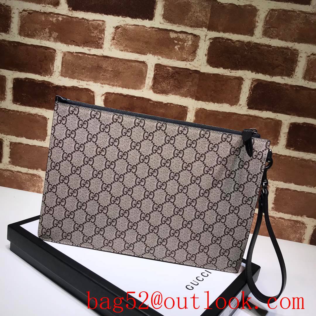 Gucci GG Supreme Men calfskin Clutch wolf Purse Bag