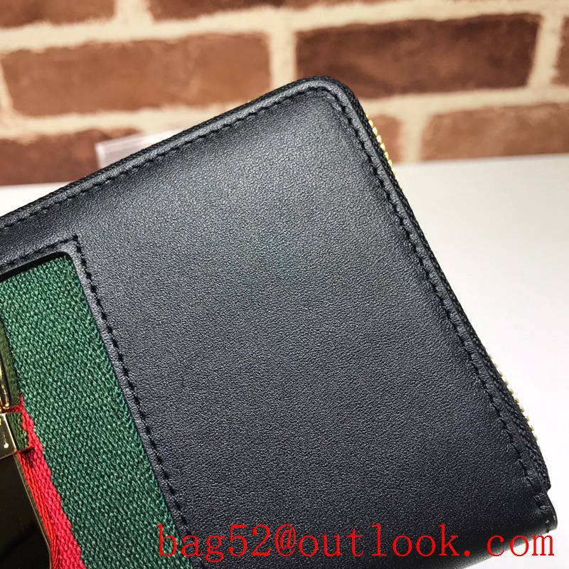 Gucci Sylvie black calfskin long Zipper Purse Wallet