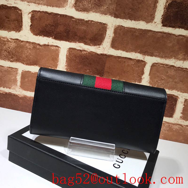 Gucci Sylvie black calfskin Snap Wallet Purse